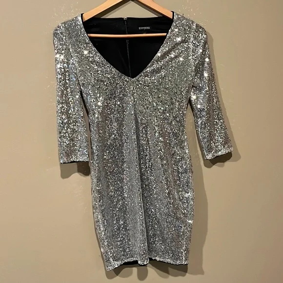 Silver sequin Express dress